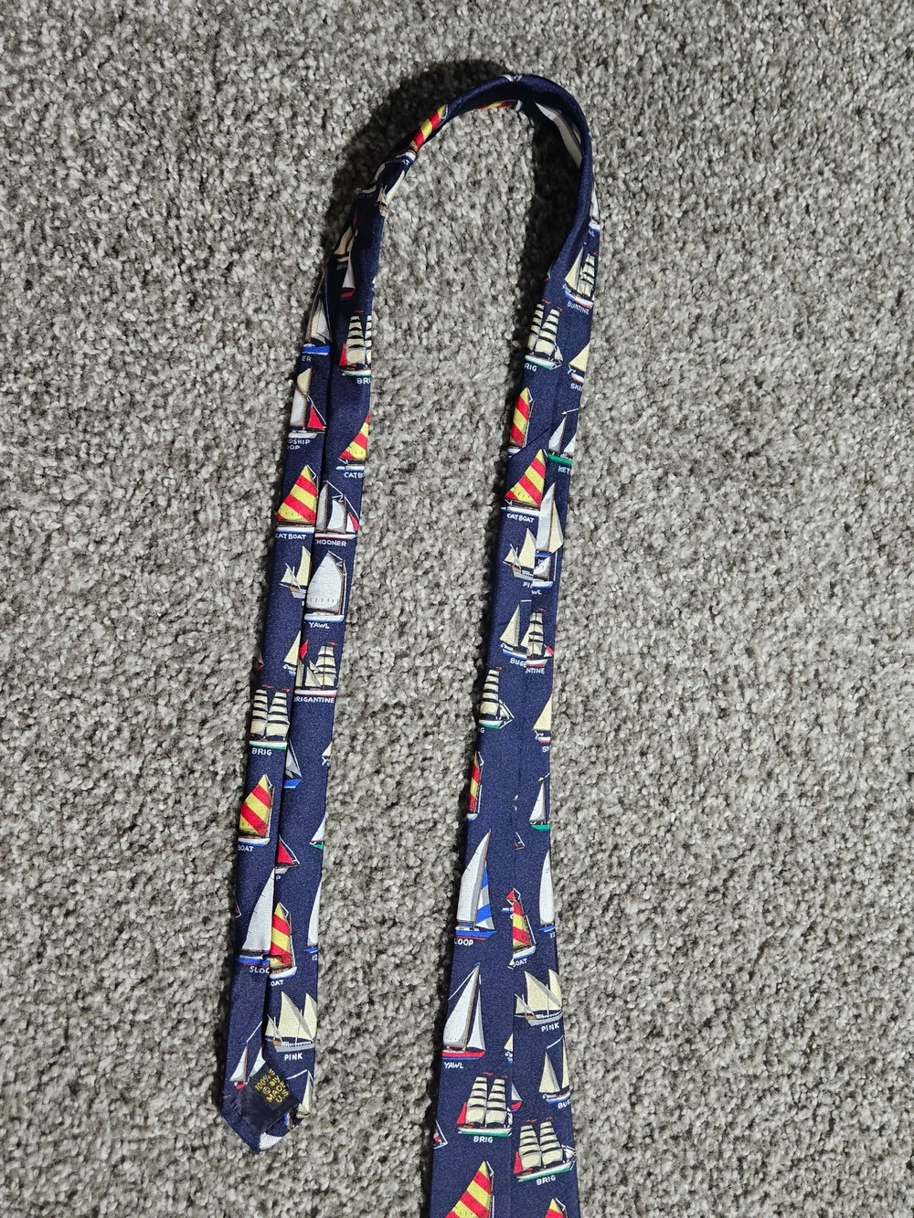 Alynn Neckwear Silk Tie Mens OS Navy Blue Boat Made In USA